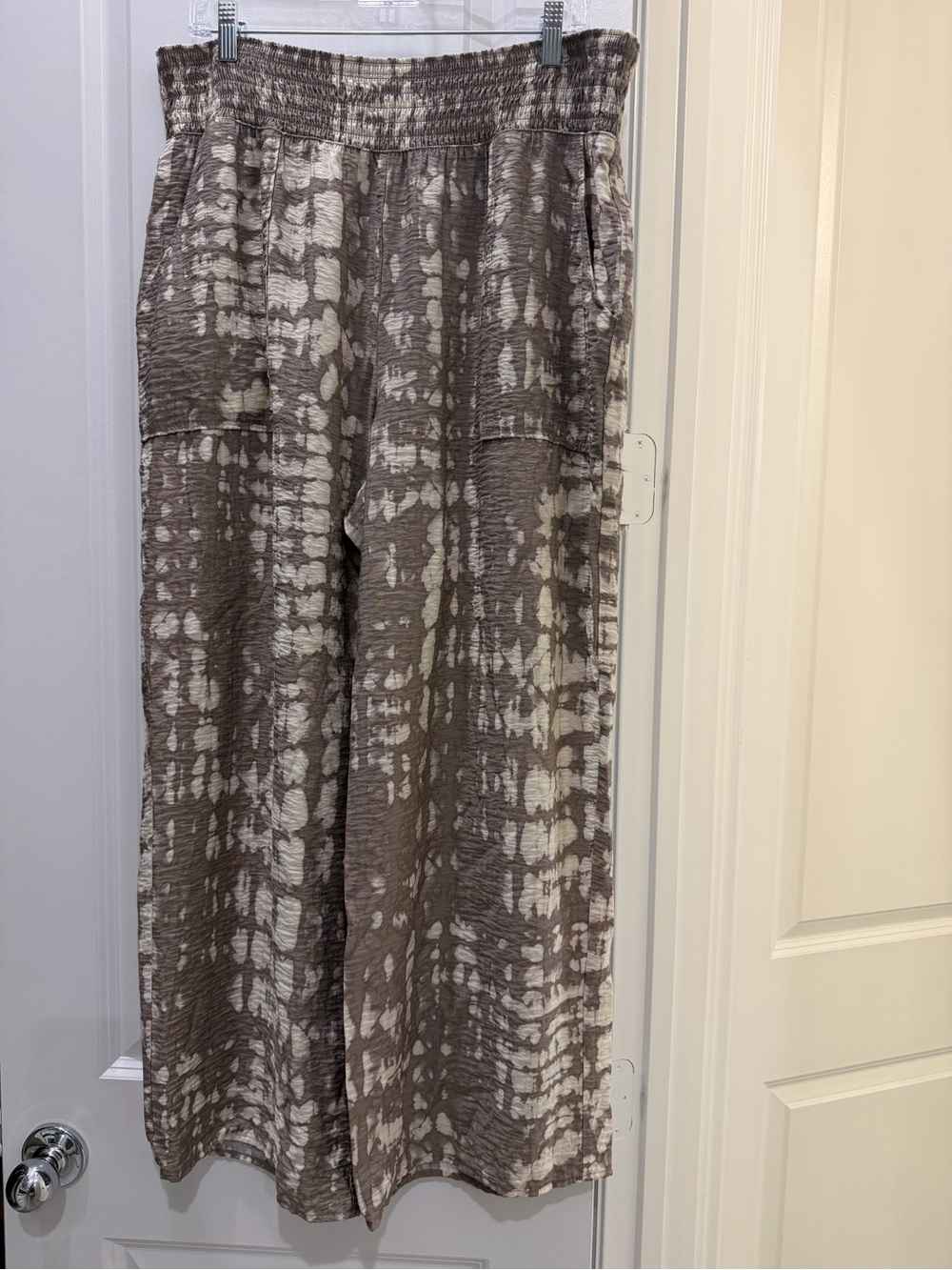 Simply Vera Vera Wang XL Taupe Cream Tie Dye Wide Leg Palazzo Pants